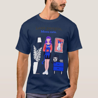 Camiseta Menos pessoas mais gatos Presente para amantes de 
