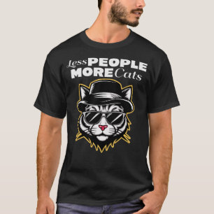 Camiseta Menos Pessoas Mais Gatos Tipografia Engraçado Sarc