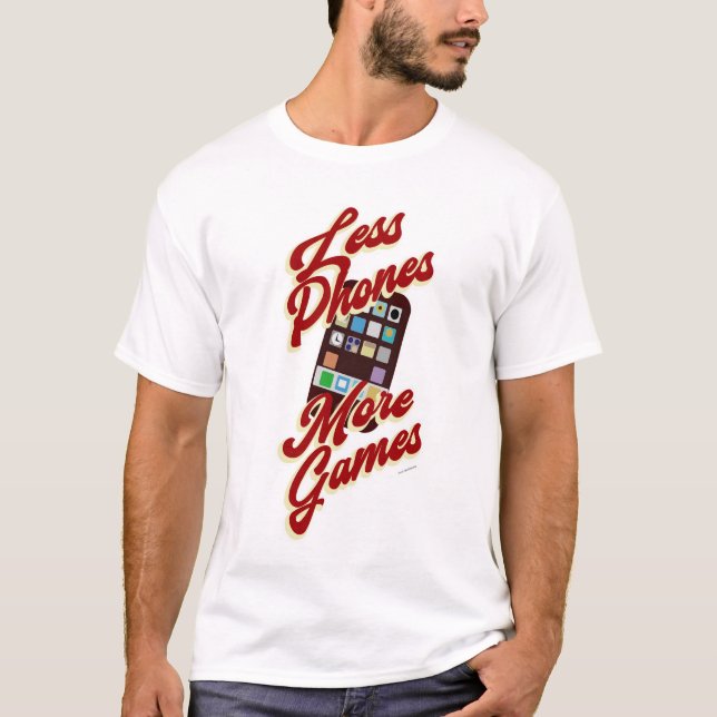 Camiseta Menos Telefones Mais Jogos Engraçados Noite de Jog (Frente)