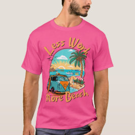 Camiseta Menos Trabalho Mais Praia para Férias de Verão