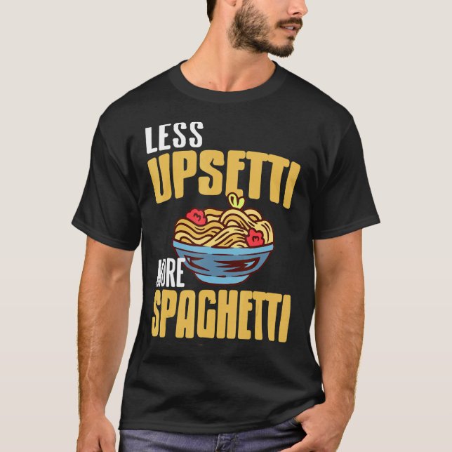 Camiseta Menos UPSETTI Mais SPAGHETTI Retro Spage presente (Frente)
