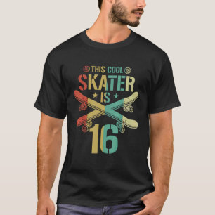Camiseta Mens 16º Aniversário Skateboard Boy 16 Year Old Sk