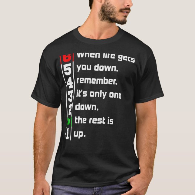 Camiseta Mens 1 Abaixo 6 Para Cima (Frente)