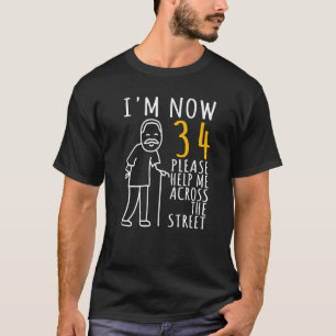 Camiseta Mens 34º Aniversário para Ele Eu tenho 34 anos