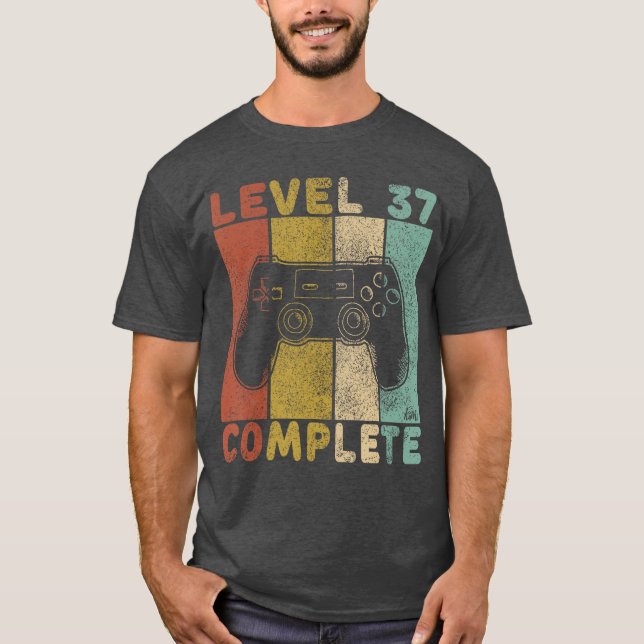 Camiseta Mens 37th Birthday Men Gaming Level 37 Complete bo (Frente)