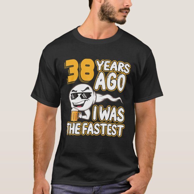 Camiseta Mens 38º Aniversário Sperm 38 Anos Atrás Eu Era (Frente)