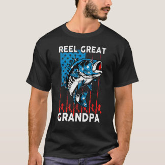 Camiseta Mens 4th July Fishing  Reel Great Grandpa USA Flag