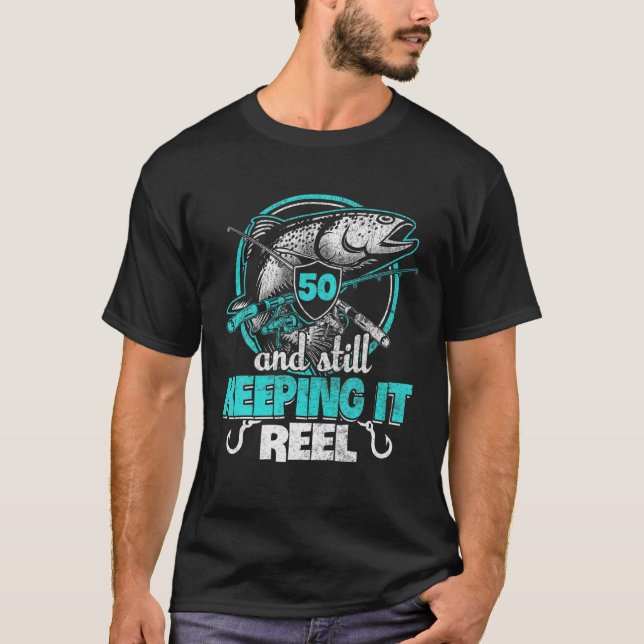 Camiseta Mens 50ª Pescaria Engraçado Pescador De Aniversári (Frente)