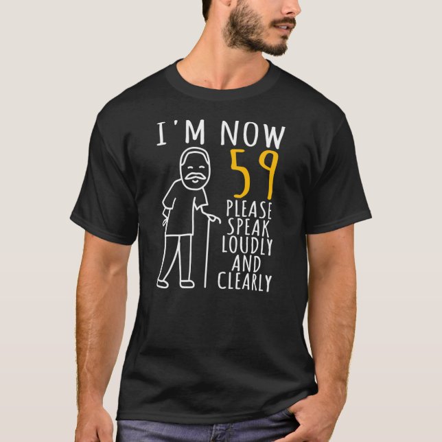 Camiseta Mens 59º Aniversário para Ele Eu tenho 59 anos (Frente)