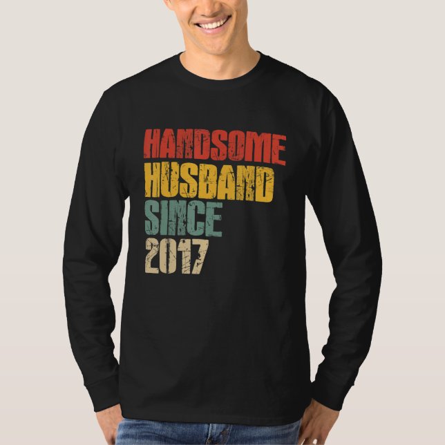 Camiseta Mens 6th Wedding Anniversary for Him Handsome Husb (Frente)