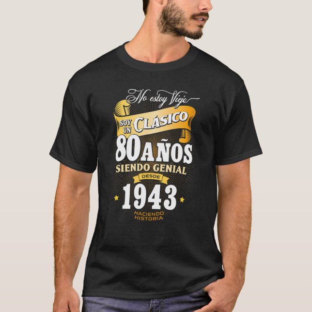 Camiseta Mens 80th Birthday  for Men in Spanish Regalo cump (Frente)