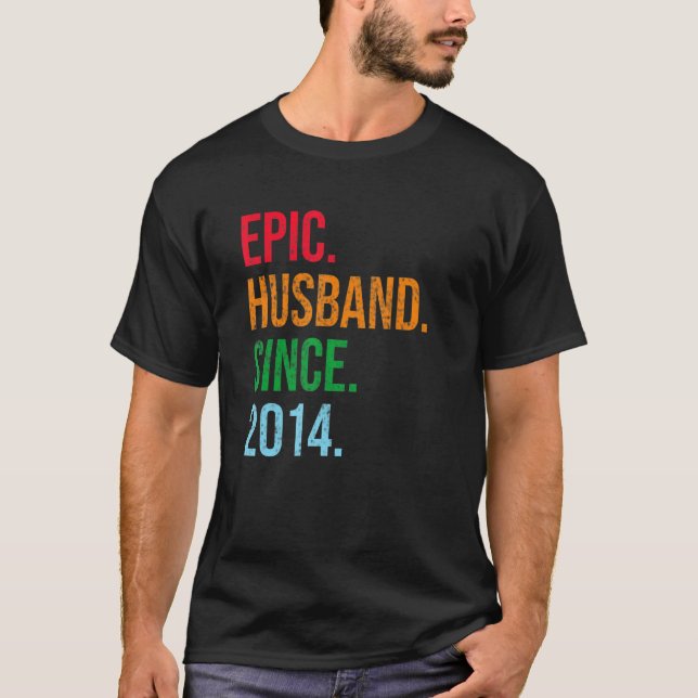 Camiseta Mens 9th Wedding Anniversary Ideas Epic Husband Si (Frente)