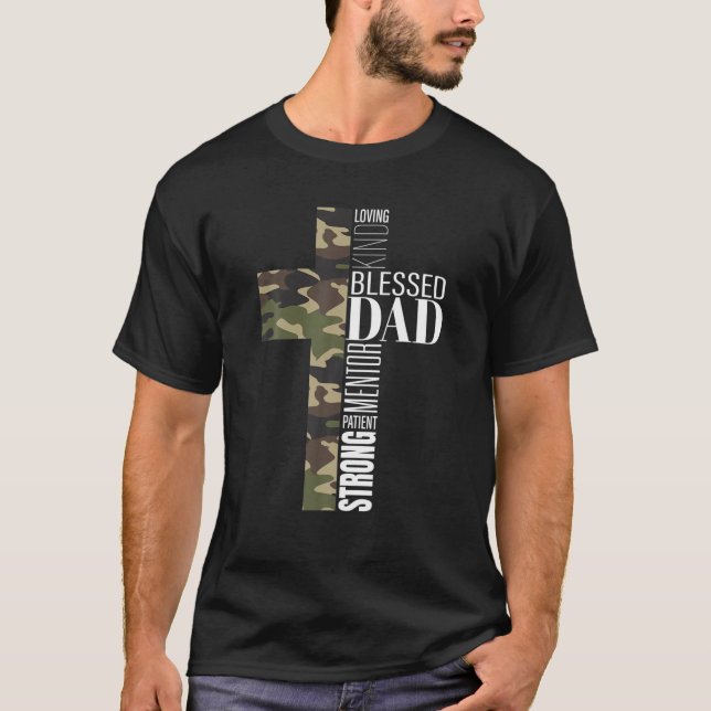 Camiseta Mens abençoados Pai Cross Dia de os pais Christian (Frente)
