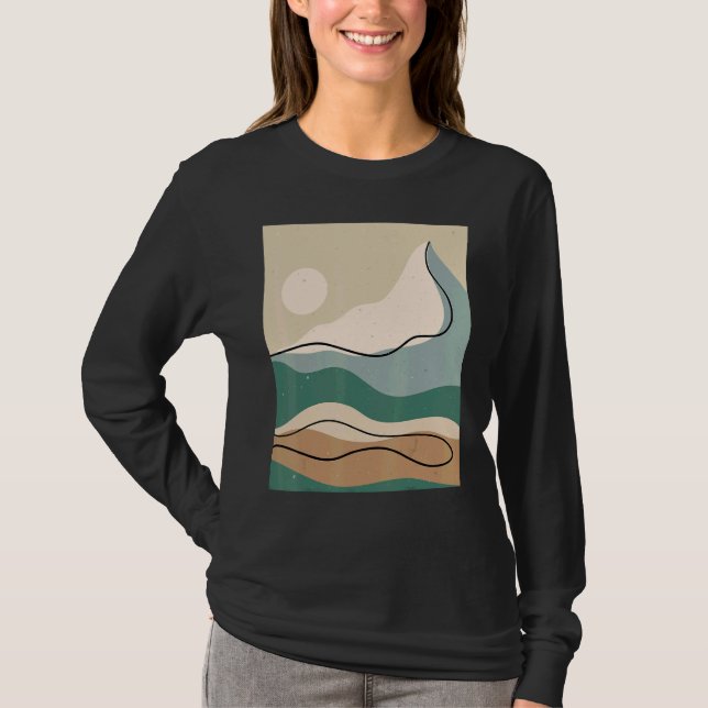 Camiseta Mens Abstract Mountains Landscape Nature Sky Minim (Frente)