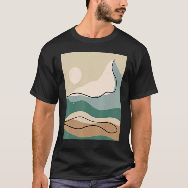 Camiseta Mens Abstract Mountains Landscape Nature Sky Minim (Frente)