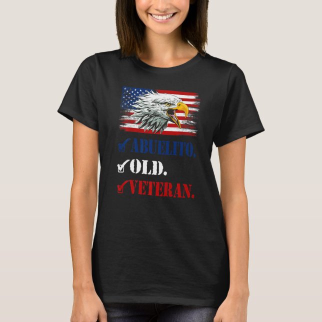 Camiseta Mens Abuelito Old Veteran American Eagle Flag Fami (Frente)
