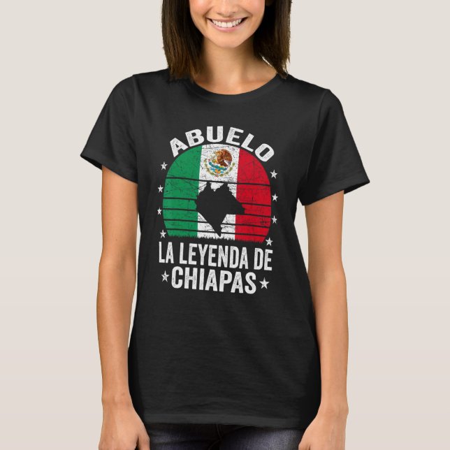 Camiseta Mens Abuelo La Leyenda De Chiapas Avô Mexicano (Frente)