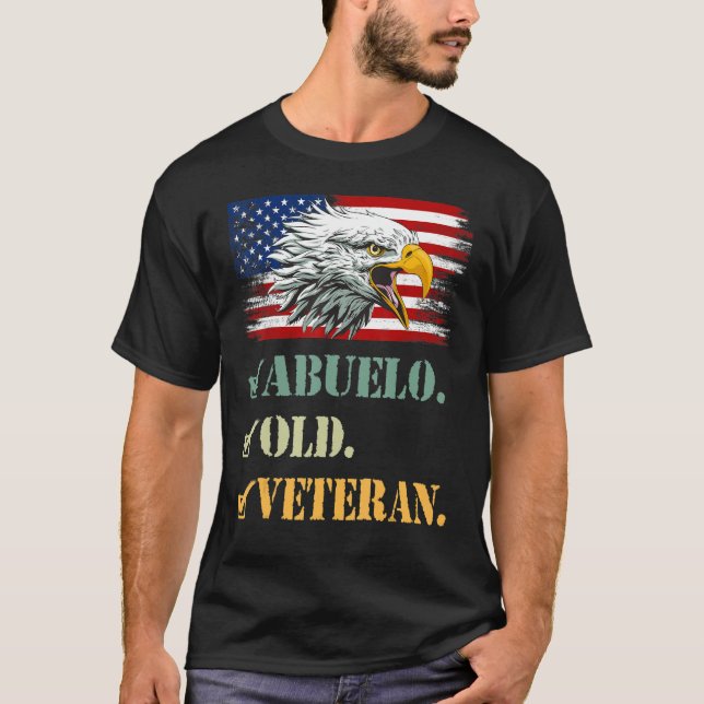 Camiseta Mens Abuelo Old Veteran American Eagle Flag M Lega (Frente)