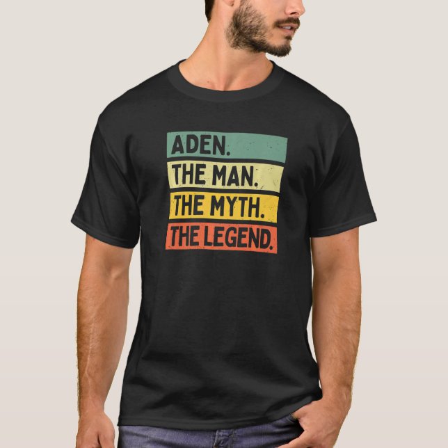 Camiseta Mens Aden O Homem O Mito A Lenda Personalizada (Frente)