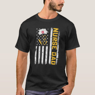 Camiseta Mens Afastados Na Bandeira Dos Eua Enfermeira Pai