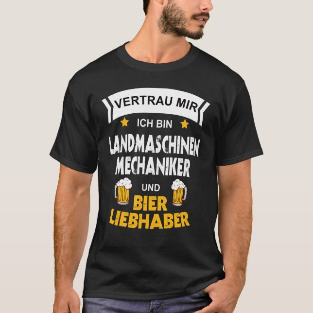 Camiseta Mens Agrícolas Mecânicos Que Dizem Cerveja (Frente)