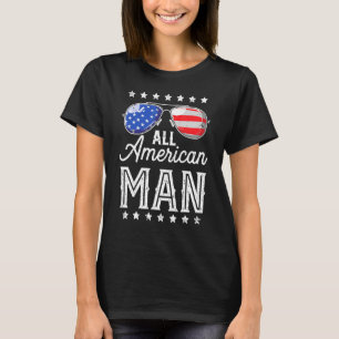Camiseta Mens All American Man Retro Sunglass 4 De Julho
