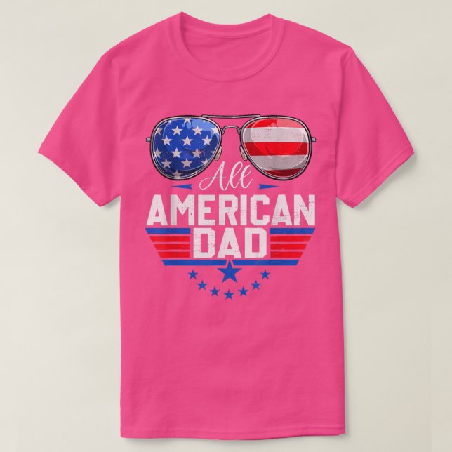 Camiseta Mens All American Pai 4 De Julho Primeiro Pai Aniv (Frente do Design)