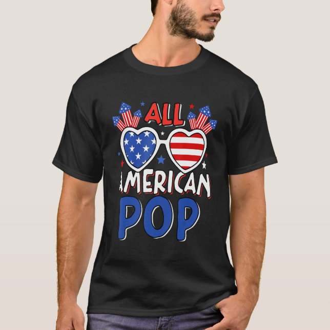 Camiseta Mens All American Pop 4 De Julho American Flag Su (Frente)
