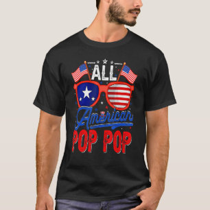 Camiseta Mens All American Pop Pop 4 De Julho Usa Flag Sun