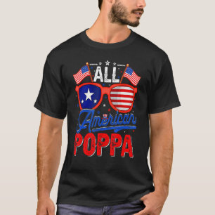 Camiseta Mens All American Poppa 4 De Julho Dos Eua Flag Su
