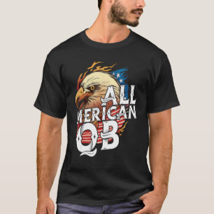 Camiseta Mens All Merican Qb 4 De Julho Day Eagle Usa Flag