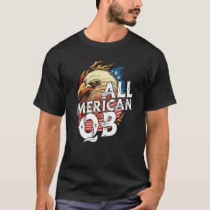 Camiseta Mens All Merican Qb 4 De Julho Day Eagle Usa Flag
