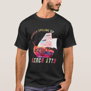 Camiseta Mens America Spilling Tea Desde 1773 julho 4 Bosto