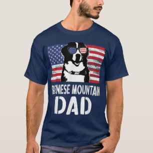 Camiseta Mens American Flag Bernese Mountain Pai Dog Gift F