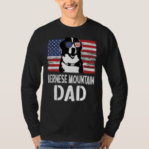 Camiseta Mens American Flag Bernese Mountain Pai Dog Para F