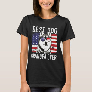 Camiseta Mens American Flag Best Dog Avô Ever Siberian