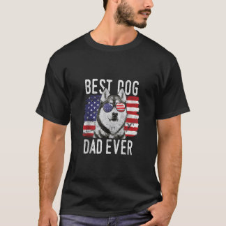 Camiseta Mens American Flag Best Dog Pai Alguma Vez Siberia