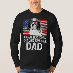 Camiseta Mens American Flag Cavalier King Chales Spaniel Da