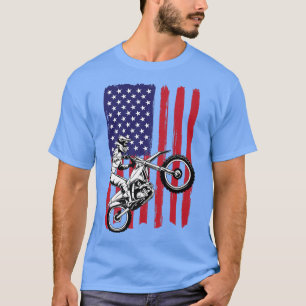 Camiseta Mens American Flag Dirt Bike Motocross Vintage End