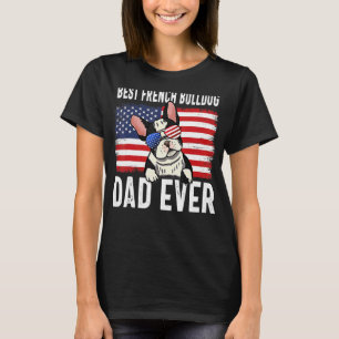 Camiseta Mens American Flag French Buldog Pai Pais