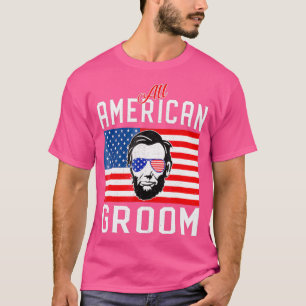 Camiseta Mens American Flag Groom 4 de julho Solteiro