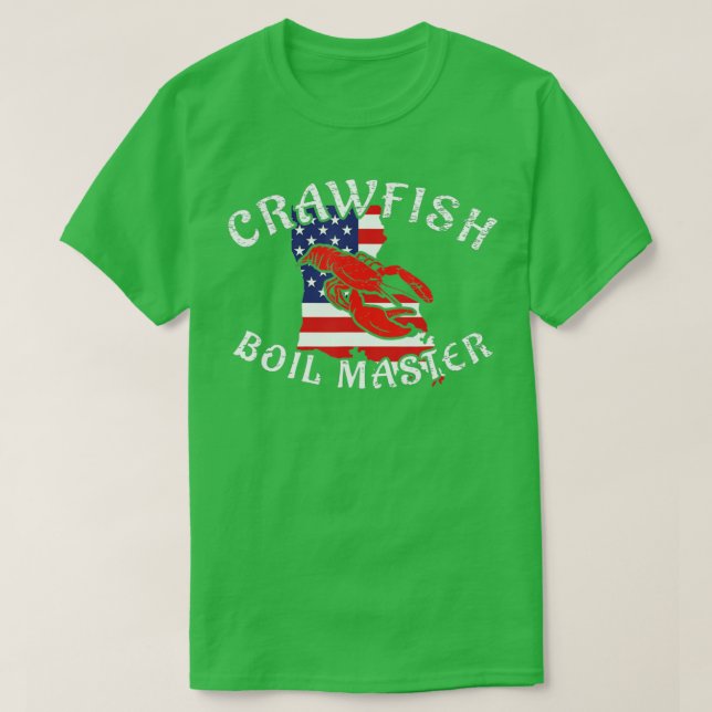 Camiseta Mens American Flag Louisiana Crawfish Boi Master (Frente do Design)