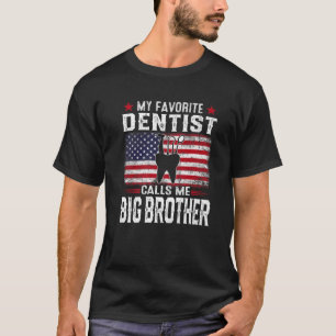 Camiseta Mens American Flag Meu Dentista Favorito Me Chama