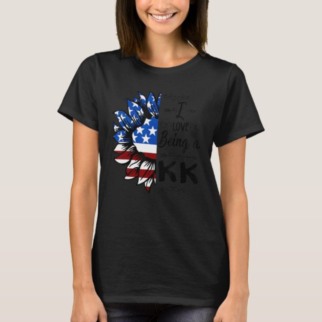Camiseta Mens American Flag Sunflower I Love Being A Kk (Frente)