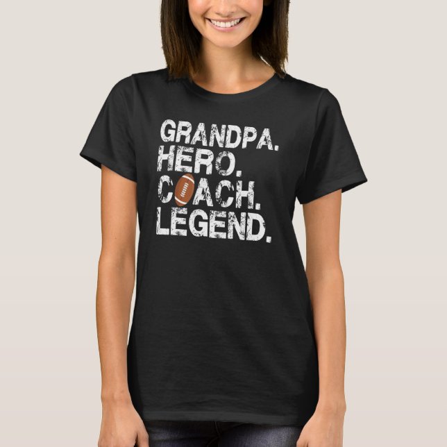 Camiseta Mens American Football Grandpa Hero Coach Legenda  (Frente)