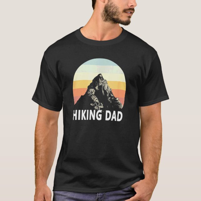 Camiseta Mens Andando Pai Montanha Círculo Sunset Arco-Íris (Frente)