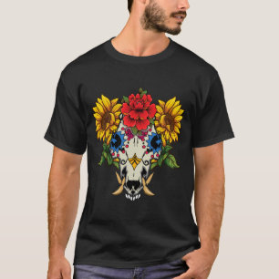 Camiseta Mens Animal Boar Pig Floral Almas Dia De