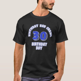 Camiseta Mens aniversário de 30 anos , Birthday Bar Crawl,