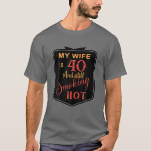 Camiseta Mens aniversário de 40 anos Minha Esposa Tem 40 A