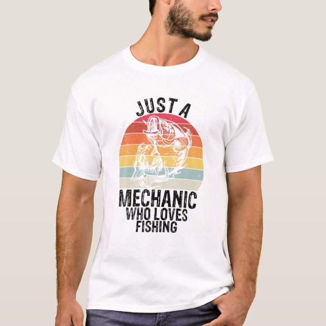 Camiseta Mens Apenas Um Mecânico Que Adora Pescar - Parafus (Frente)